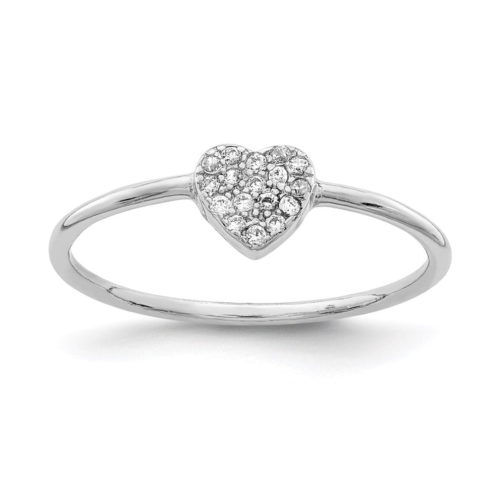 Sterling Silver 1.3 mm Polished CZ Heart Ring
