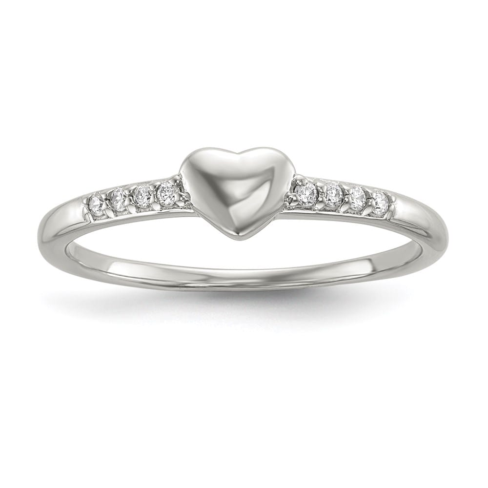 Sterling Silver 1.38 mm CZ Heart Ring
