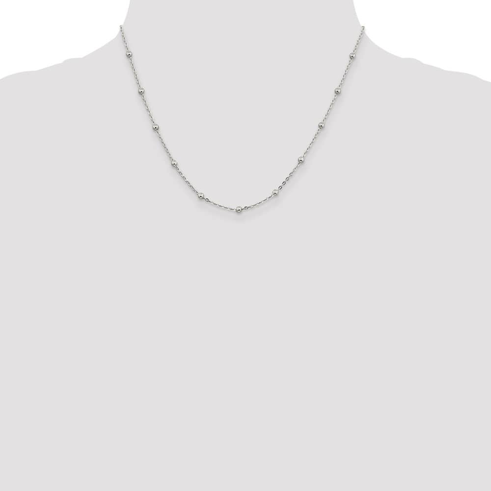 Sterling Silver 1.3mm Fancy Beaded Chain Size 18