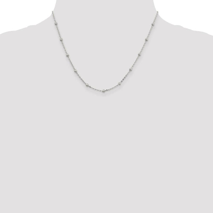 Sterling Silver 1.3mm Fancy Beaded Chain Size 18