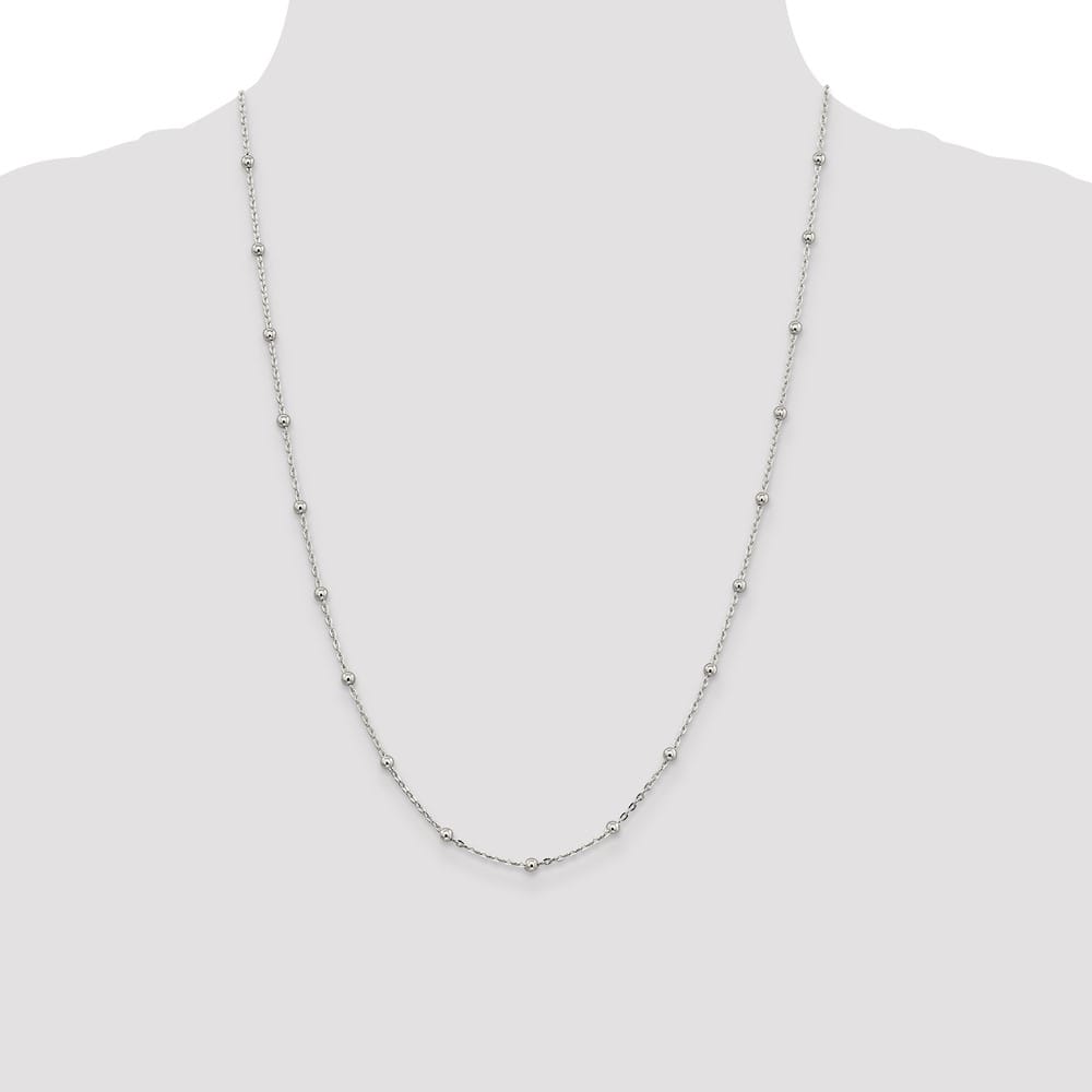 Sterling Silver 1.3mm Fancy Beaded Chain Size 24