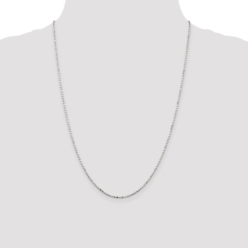 Sterling Silver 1.5mm Fancy Beaded Pendant Chain Size 24