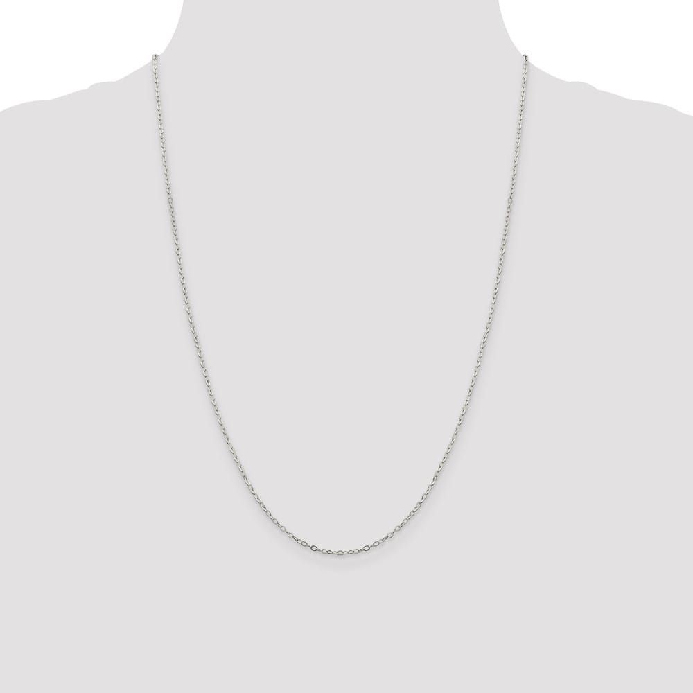 Sterling Silver 1.5mm Flat Open Oval Cable Chain Size 24