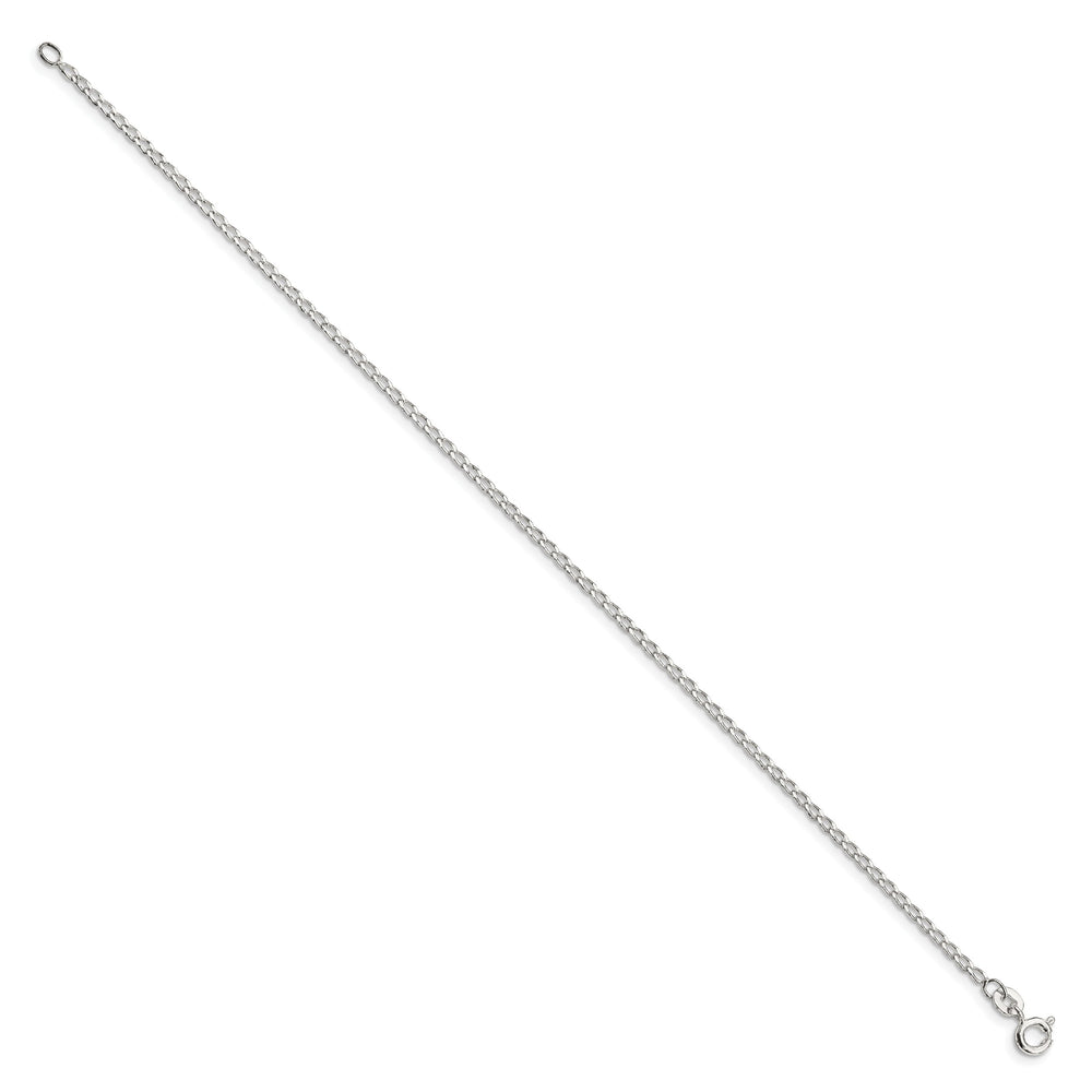 Sterling Silver 1.5mm Open Elongated Link Anklet