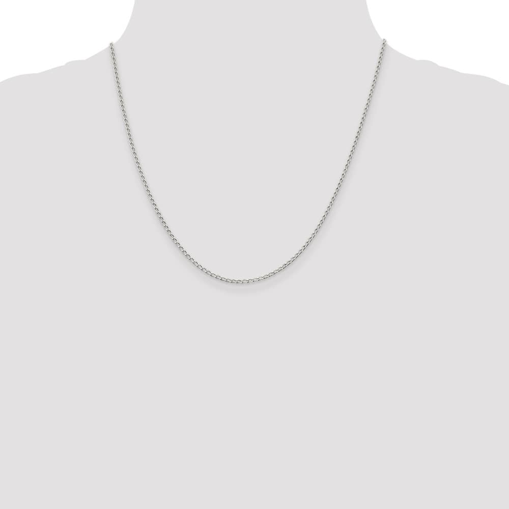 Sterling Silver 1.5mm Open Elongated Link Chain Size 20