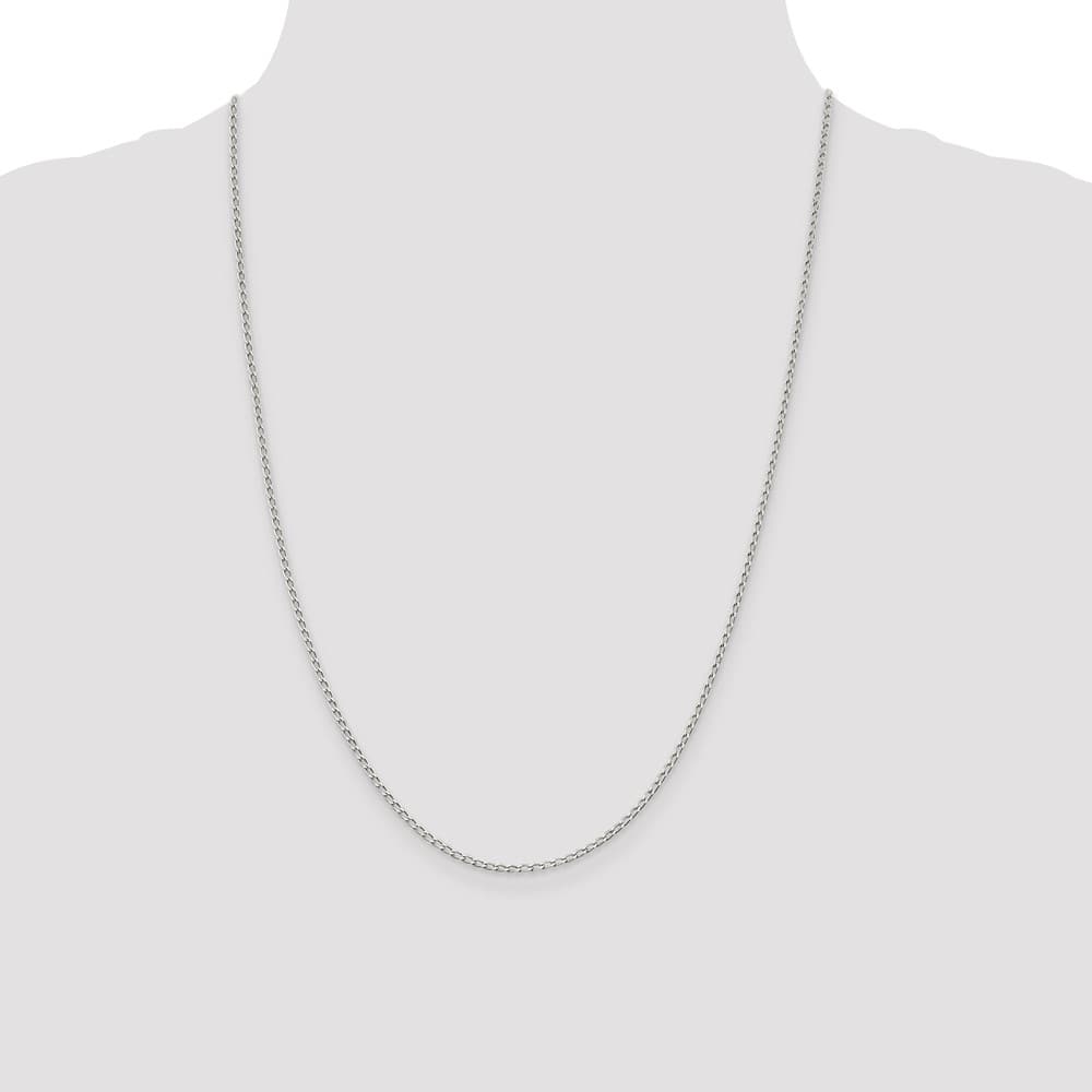 Sterling Silver 1.5mm Open Elongated Link Chain Size 24