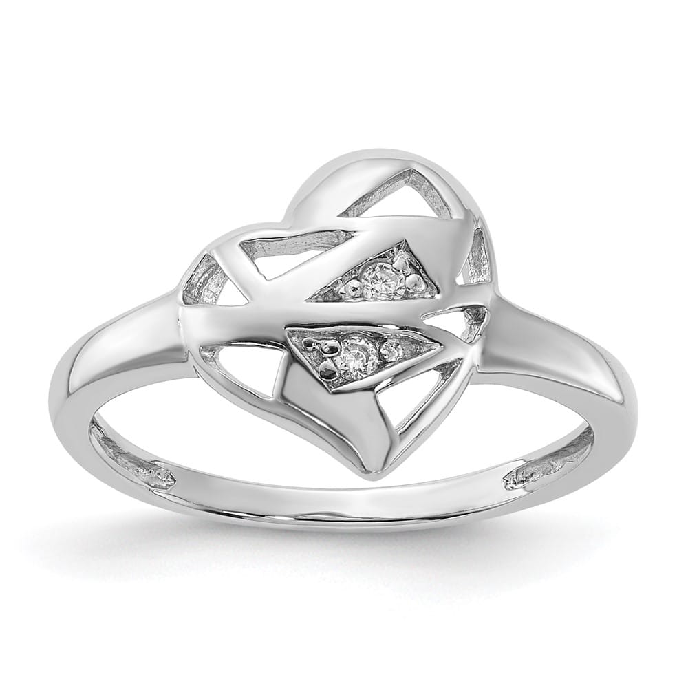 Sterling Silver 1.7 mm CZ Heart Ring