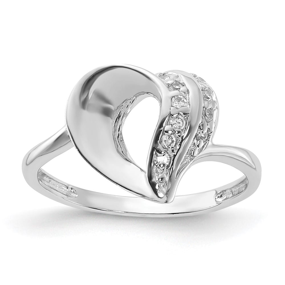Sterling Silver 1.75 mm CZ Heart Ring Stock Size 6 Ring Are Refundable