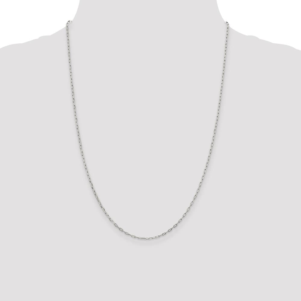Sterling Silver 1.75mm Elongated Open Link Chain Size 24