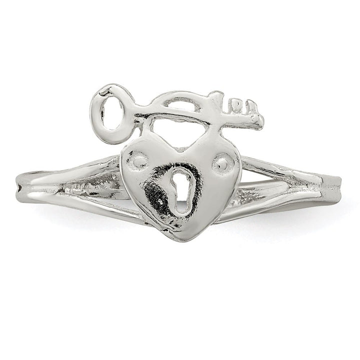 Sterling Silver 1 mm Heart Lock & Key Toe Ring