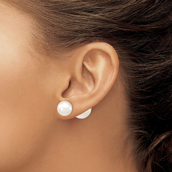 Sterling Silver 10-11mm and 14-15mm White Pearl Post Earrings, view 3 of 4