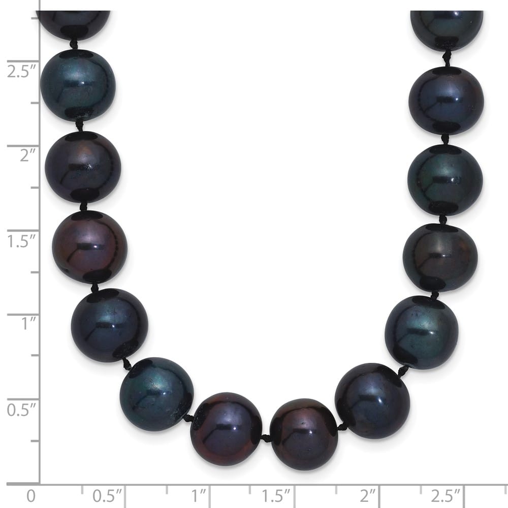 Sterling Silver 10-11mm Black Round Cultured Pearl 20 inch Necklace