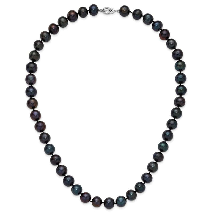 Sterling Silver 10-11mm Black Round Cultured Pearl 20 inch Necklace