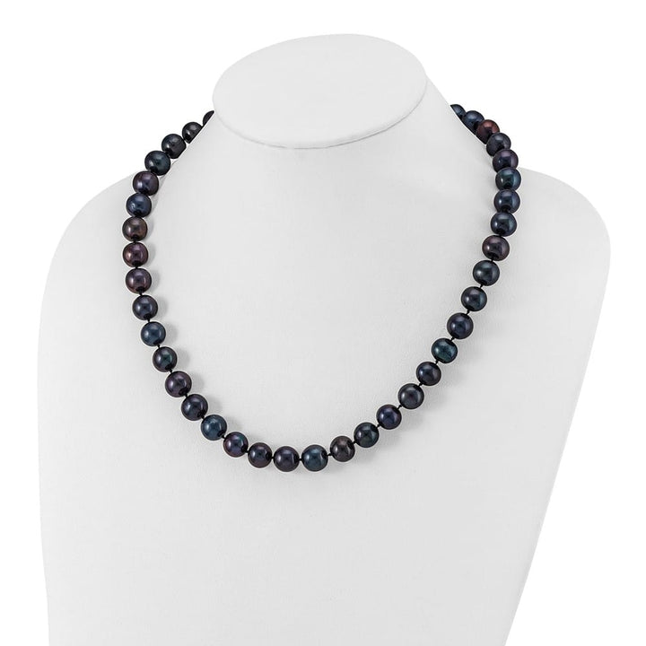 Sterling Silver 10-11mm Black Round Cultured Pearl 20 inch Necklace