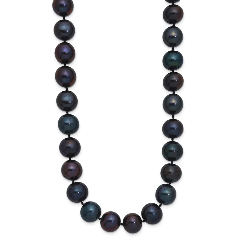 Sterling Silver 10-11mm Black Round Cultured Pearl 20 inch Necklace