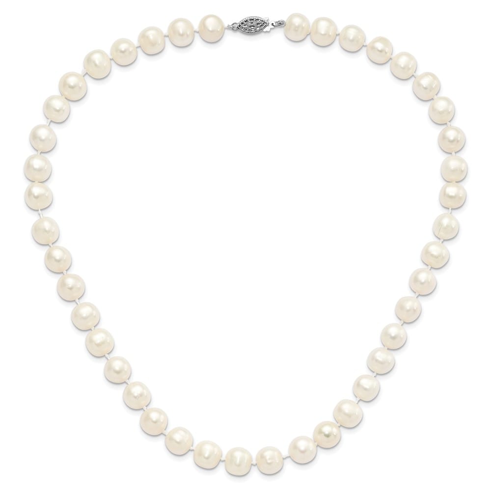 Sterling Silver 10-11mm White Round Cultured Pearl 18 inch Necklace