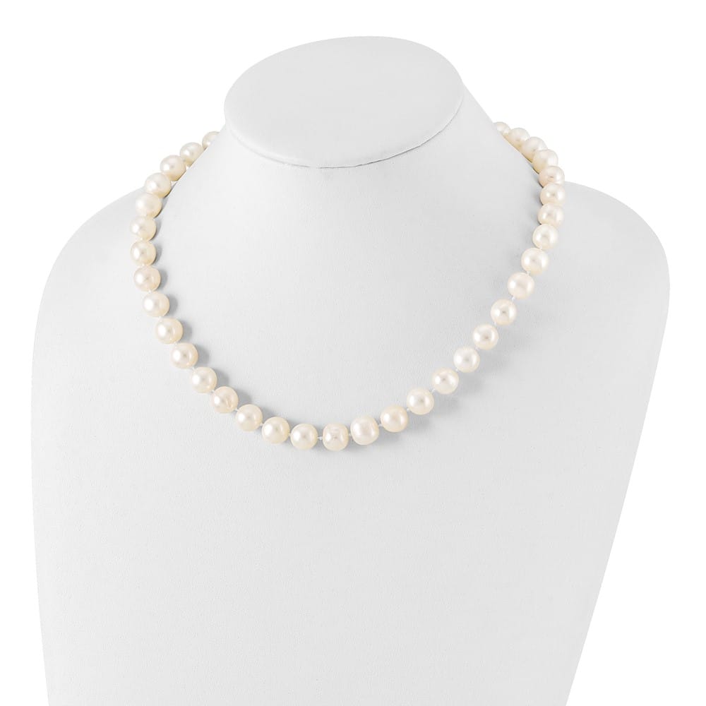 Sterling Silver 10-11mm White Round Cultured Pearl 18 inch Necklace