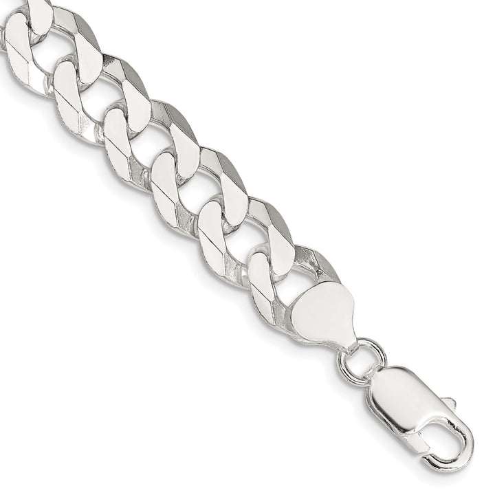 Sterling Silver 10.6mm Beveled Curb Bracelet