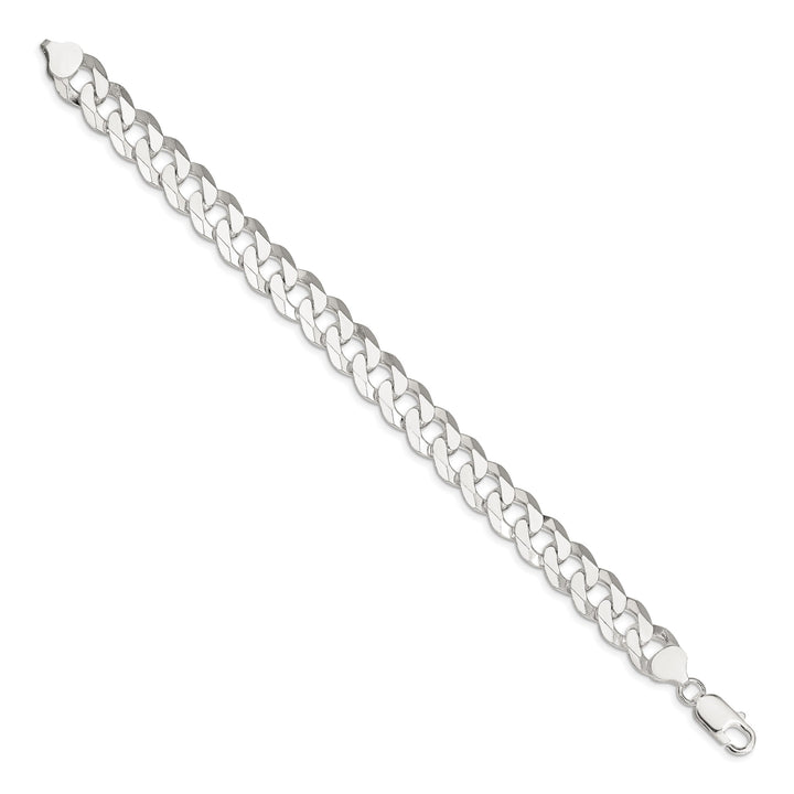 Sterling Silver 10.6mm Beveled Curb Bracelet