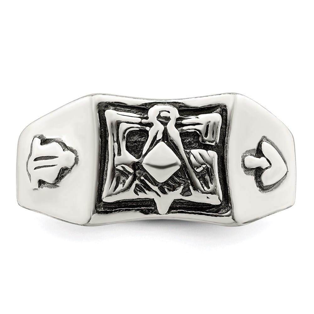 Sterling Silver 10 mm Antiqued Masonic Ring