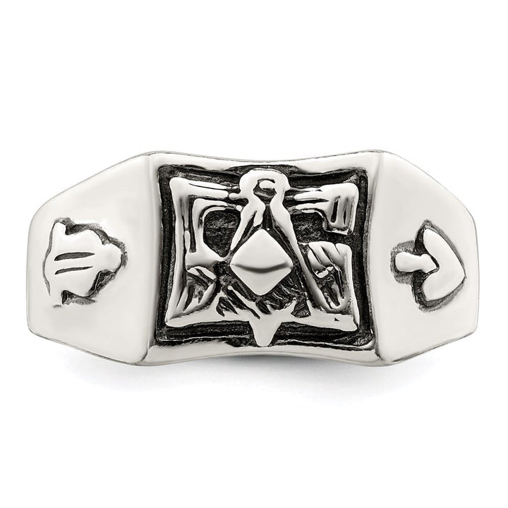 Sterling Silver 10 mm Antiqued Masonic Ring