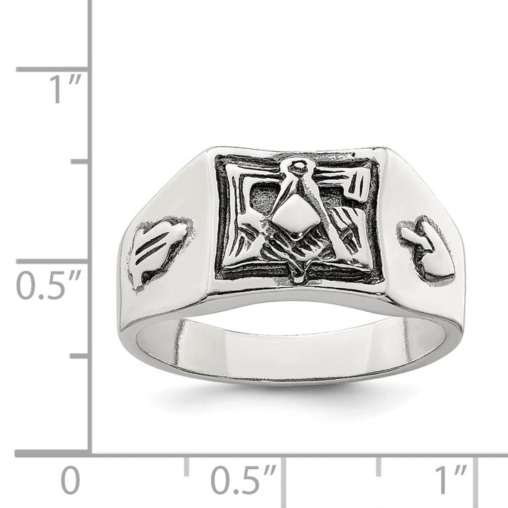 Sterling Silver 10 mm Antiqued Masonic Ring