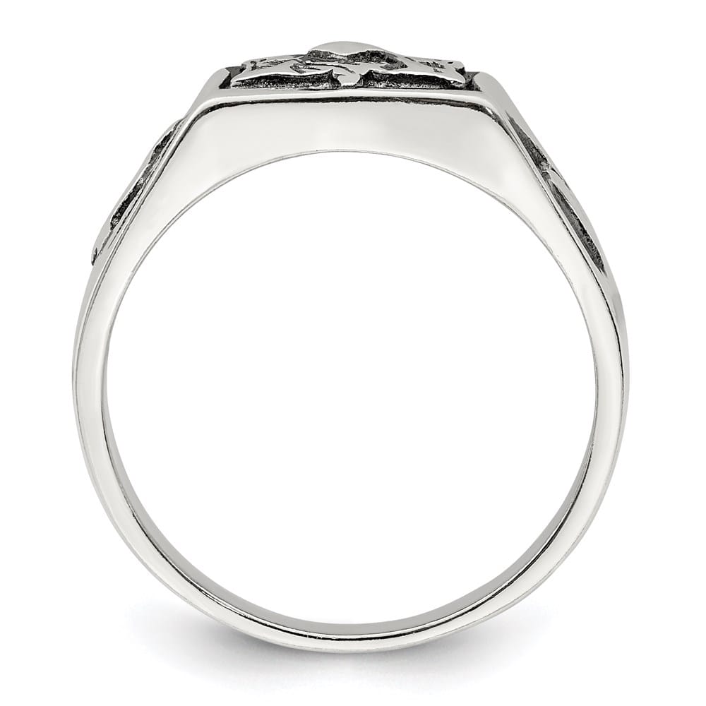 Sterling Silver 10 mm Antiqued Masonic Ring