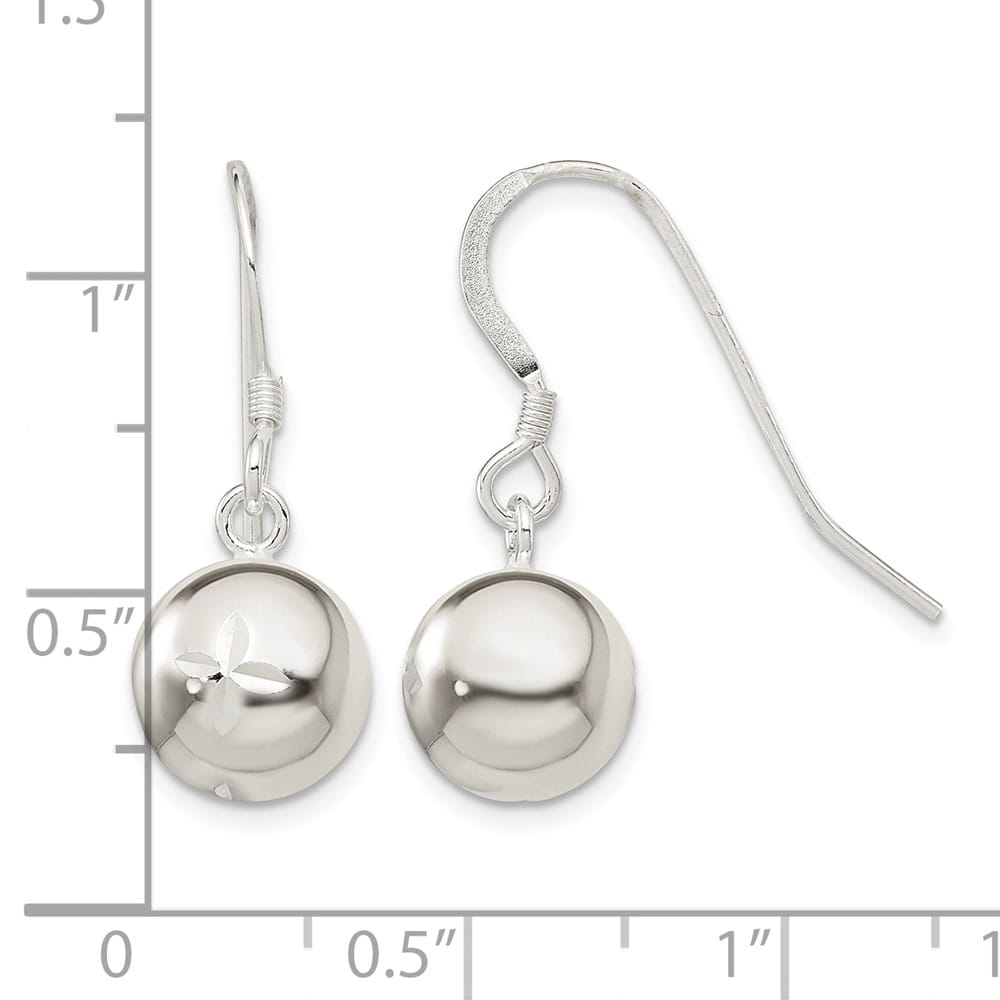 Sterling Silver 10mm D.C. Bead Dangle Earrings, view 4 of 4