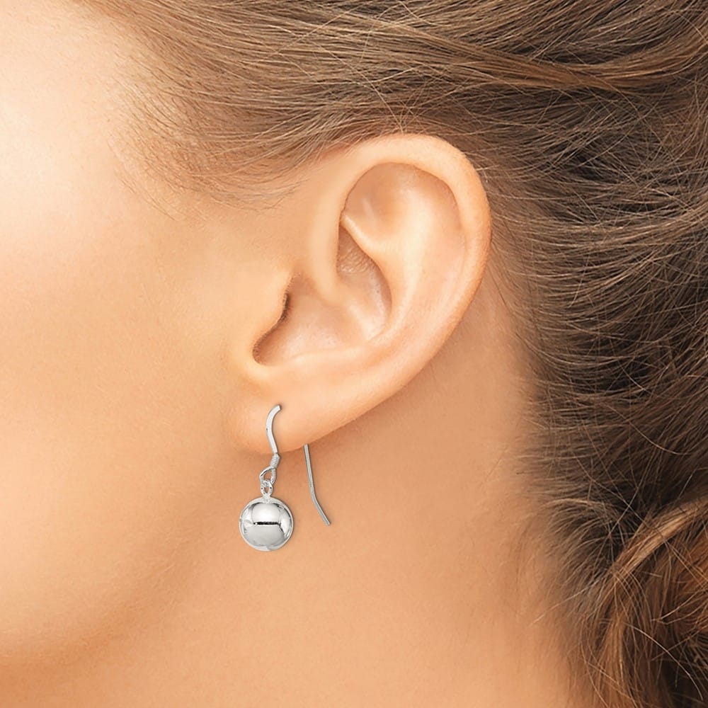 Sterling Silver 10mm D.C. Bead Dangle Earrings, view 3 of 4
