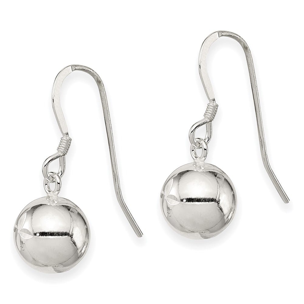 Sterling Silver 10mm D.C. Bead Dangle Earrings, view 2 of 4