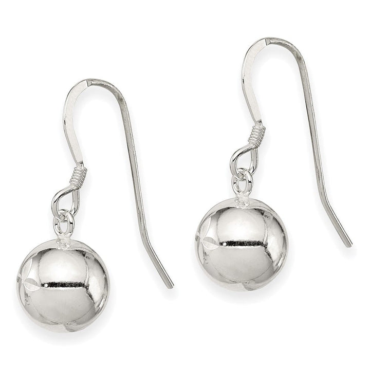Sterling Silver 10mm D.C. Bead Dangle Earrings, view 2 of 4