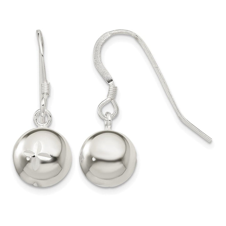 Sterling Silver 10mm D.C. Bead Dangle Earrings, view 1 of 4