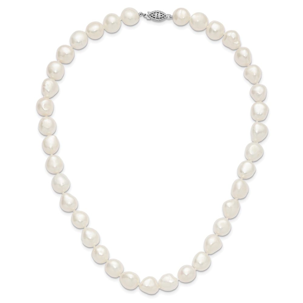 Sterling Silver 11-12mm White Baroque Cultured Pearl 18 inch Necklace