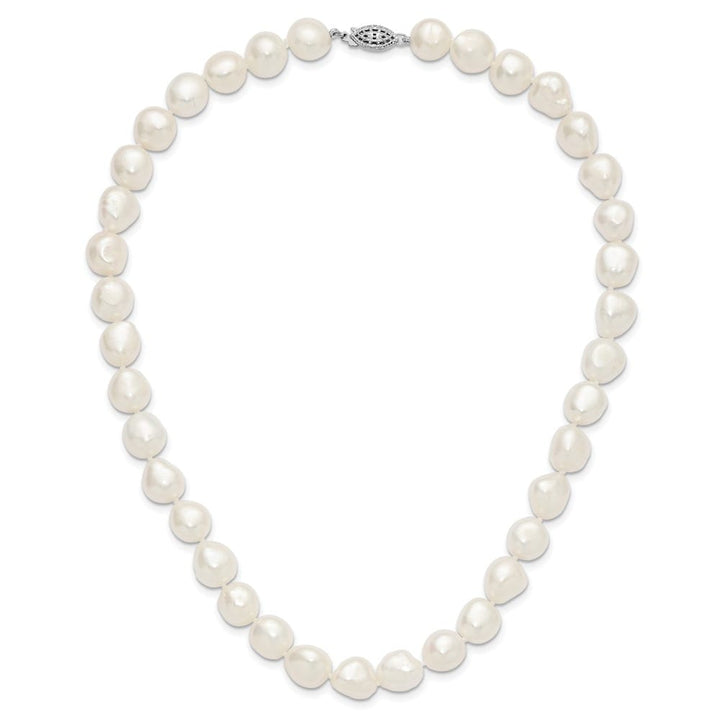 Sterling Silver 11-12mm White Baroque Cultured Pearl 18 inch Necklace