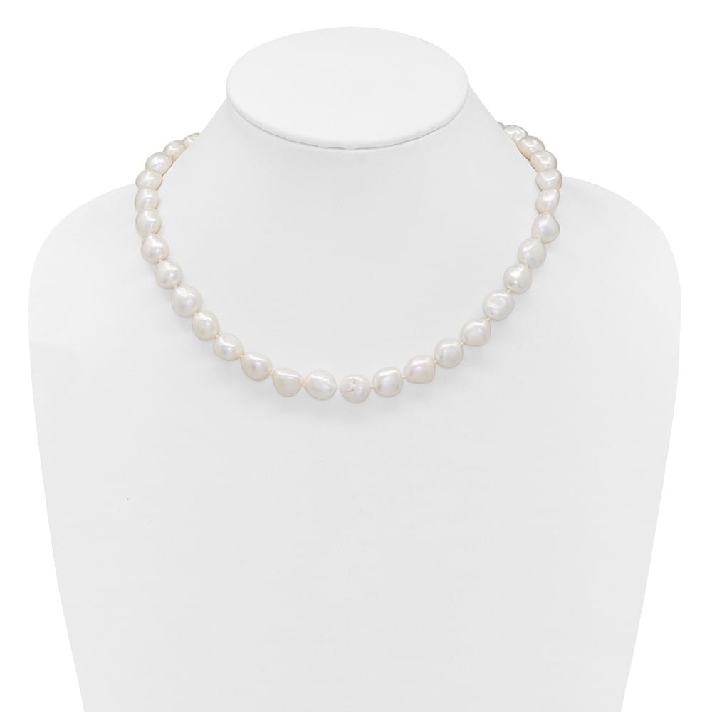 Sterling Silver 11-12mm White Baroque Cultured Pearl 18 inch Necklace