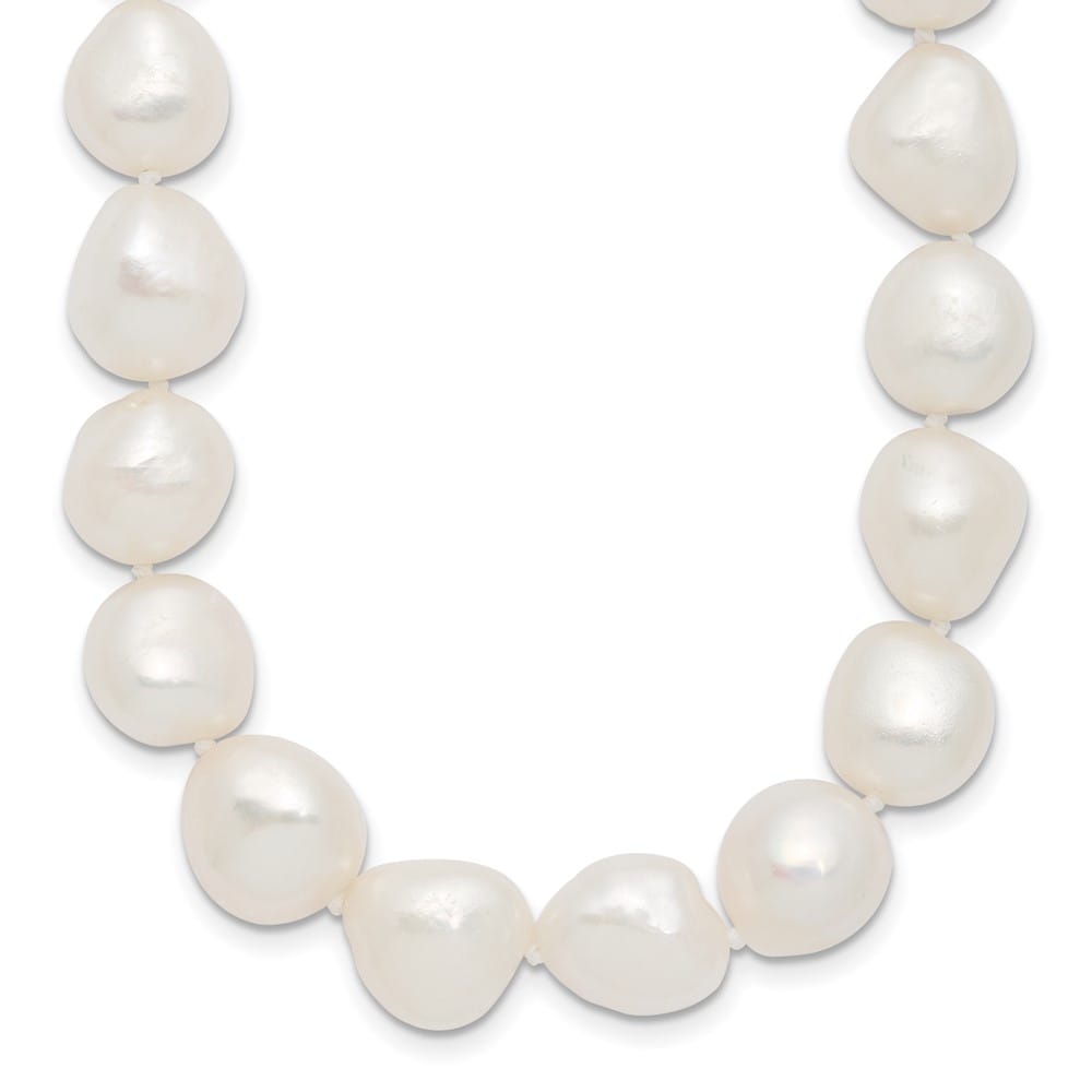 Sterling Silver 11-12mm White Baroque Cultured Pearl 18 inch Necklace