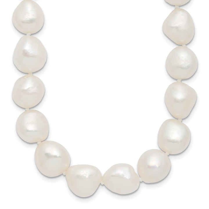 Sterling Silver 11-12mm White Baroque Cultured Pearl 18 inch Necklace