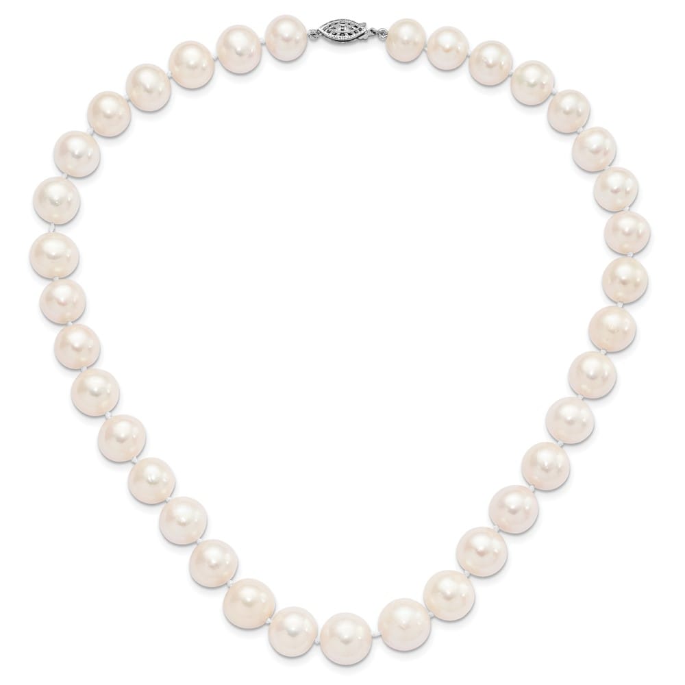 Sterling Silver 11-12mm White Round Cultured Pearl 18 inch Necklace