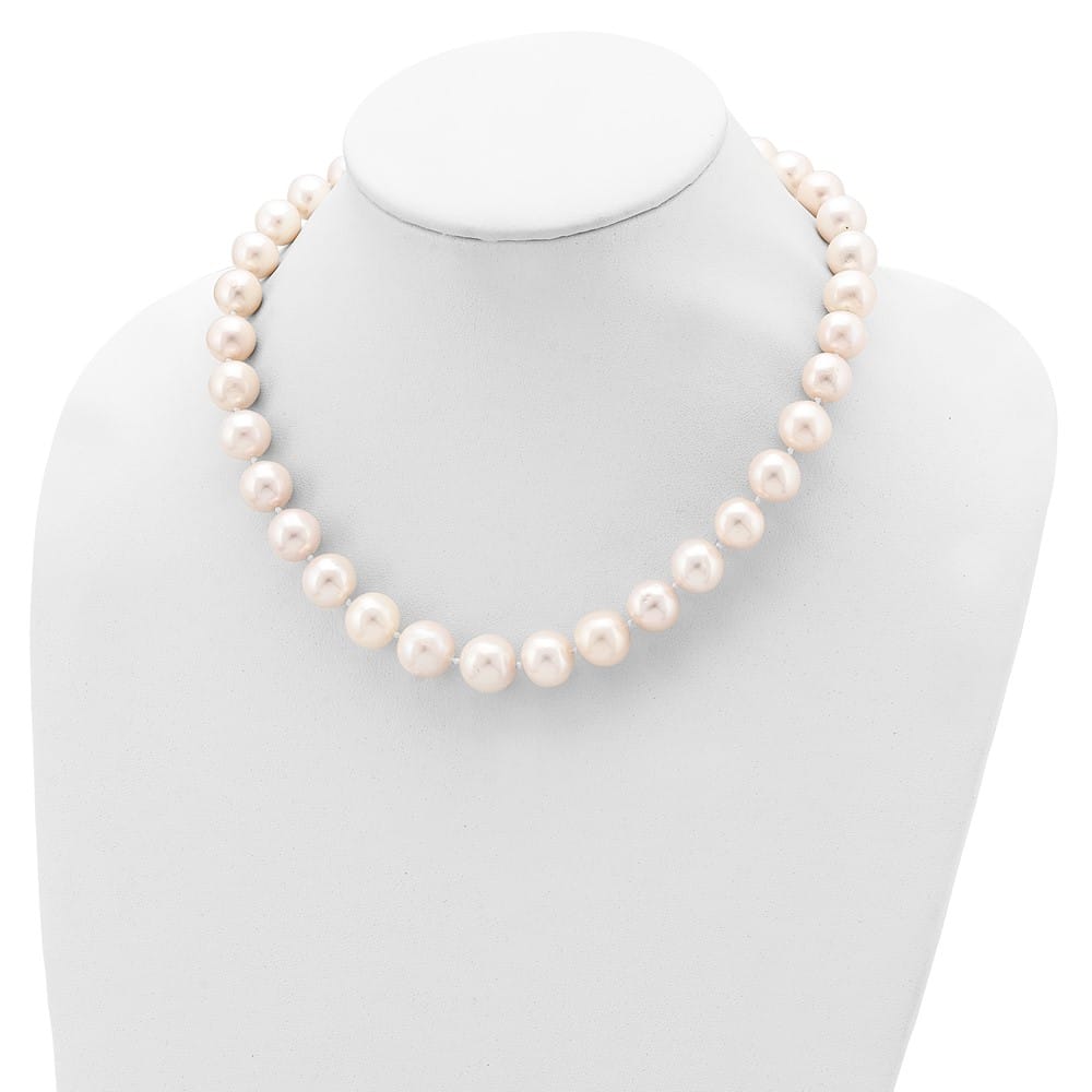 Sterling Silver 11-12mm White Round Cultured Pearl 18 inch Necklace