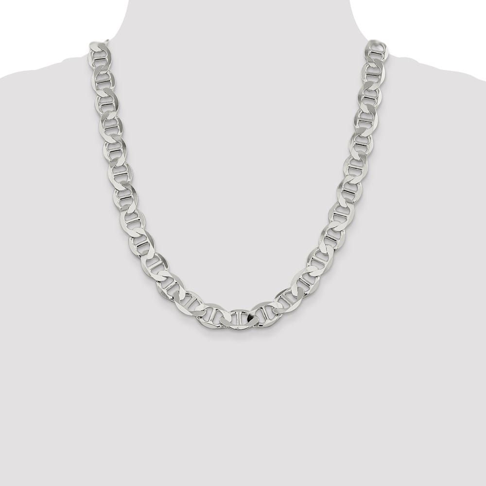 Sterling Silver 12.3mm Flat Anchor Chain Size 22