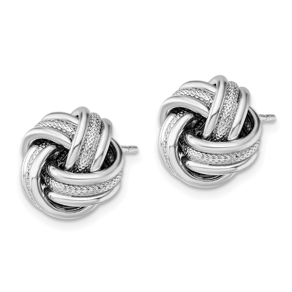 Sterling Silver 12mm Textured Love Knot Earrings
