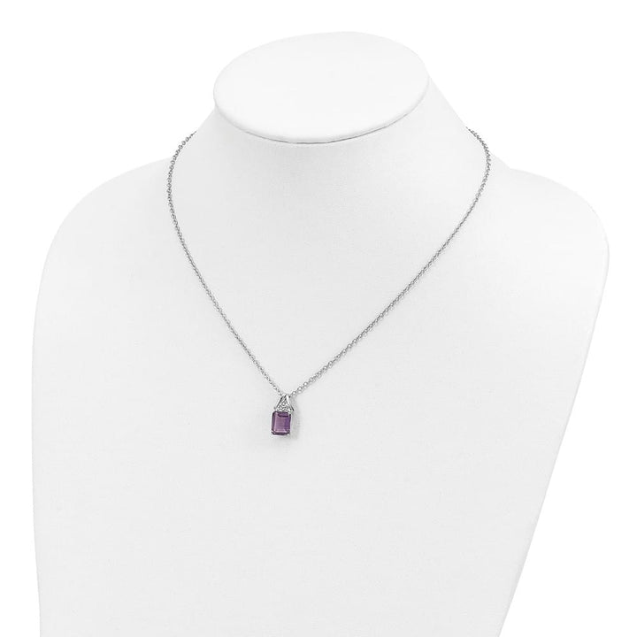 Sterling Silver 14k Accent Amethyst and Diamond 20 inch Necklace