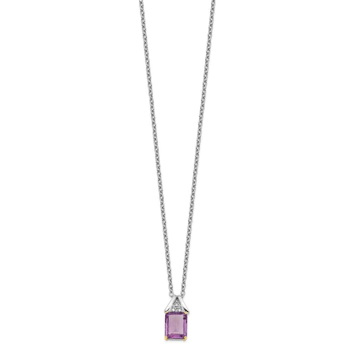 Sterling Silver 14k Accent Amethyst and Diamond 20 inch Necklace