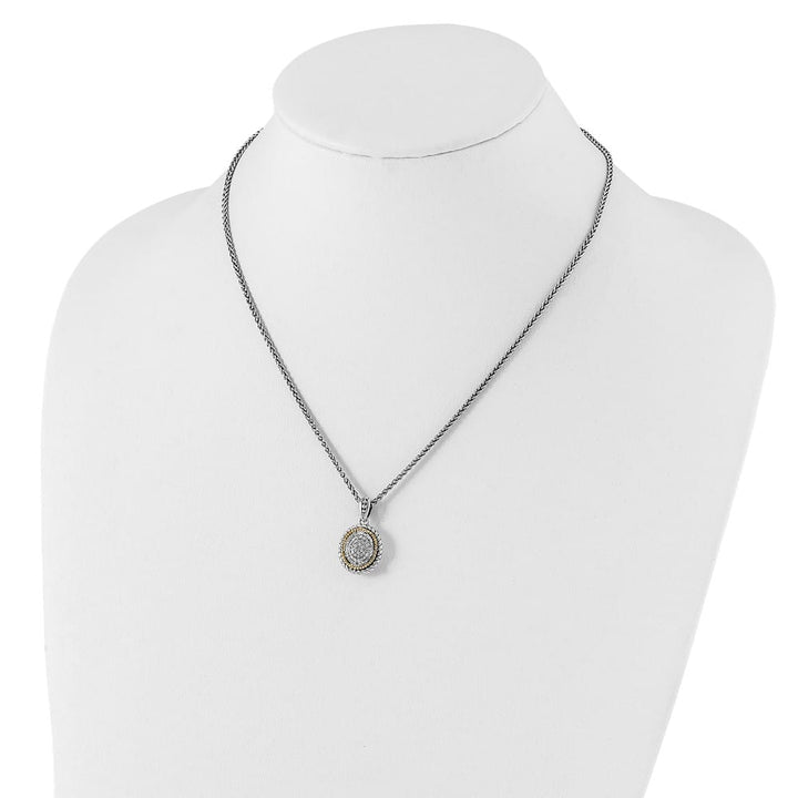 Sterling Silver 14k Accent Antiqued Diamond 18 inch Necklace