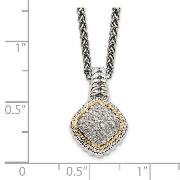 Sterling Silver 14k Accent Diamond 18 inch Necklace