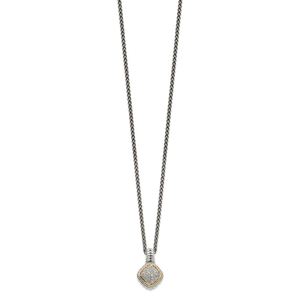 Sterling Silver 14k Accent Diamond 18 inch Necklace