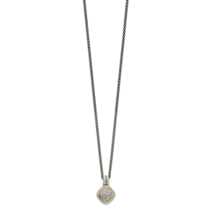 Sterling Silver 14k Accent Diamond 18 inch Necklace