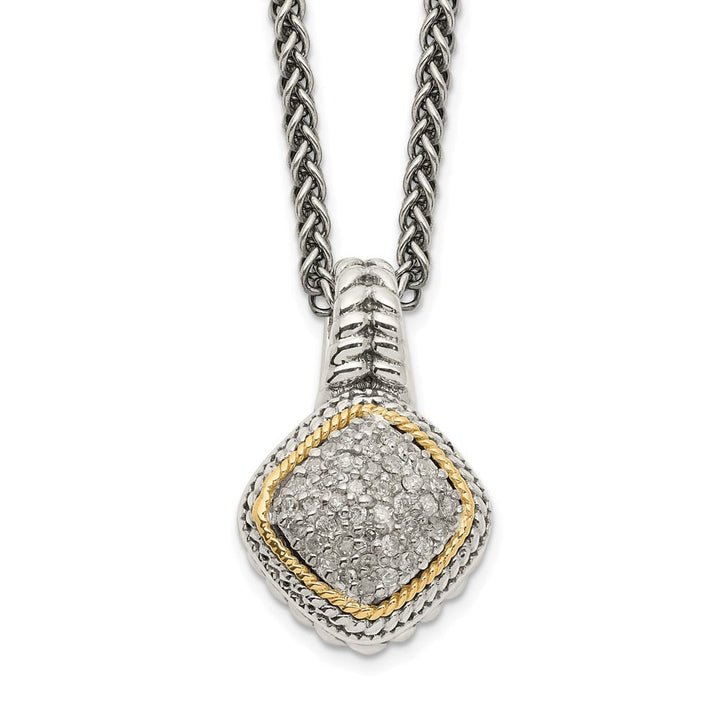 Sterling Silver 14k Accent Diamond 18 inch Necklace