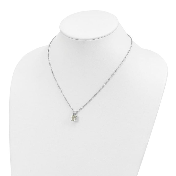 Sterling Silver 14k Accent Quartz and Diamond 10x7 mm 20 inch Necklace