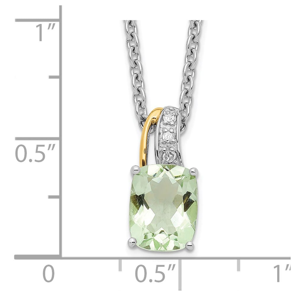 Sterling Silver 14k Accent Quartz and Diamond 10x7 mm 20 inch Necklace